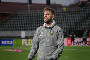 Philip Zinckernagel under Bodø/Glimts offisielle trening dagen før kampen mellom Bodø/Glimt og Qarabag på Aspmyra i Europa League