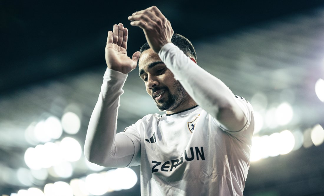 LEVERKUSEN, GERMANY - MARCH 14: Leandro Andrade of Qarabag reacts during the UEFA Europa League 2023/24 round of 16 second leg match between Bayer 04 Leverkusen and Qarabag FK at BayArena on March 14, 2024 in Leverkusen, Germany. (Photo by Lars Baron - UEFA/UEFA via Getty Images)